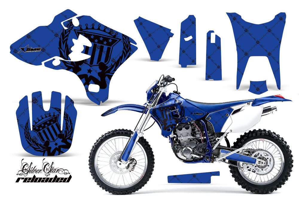 Dirt Bike Graphics Kit Decal Wrap For Yamaha WR250F WR450F 2003-2004 RELOADED BLACK BLUE-atv motorcycle utv parts accessories gear helmets jackets gloves pantsAll Terrain Depot