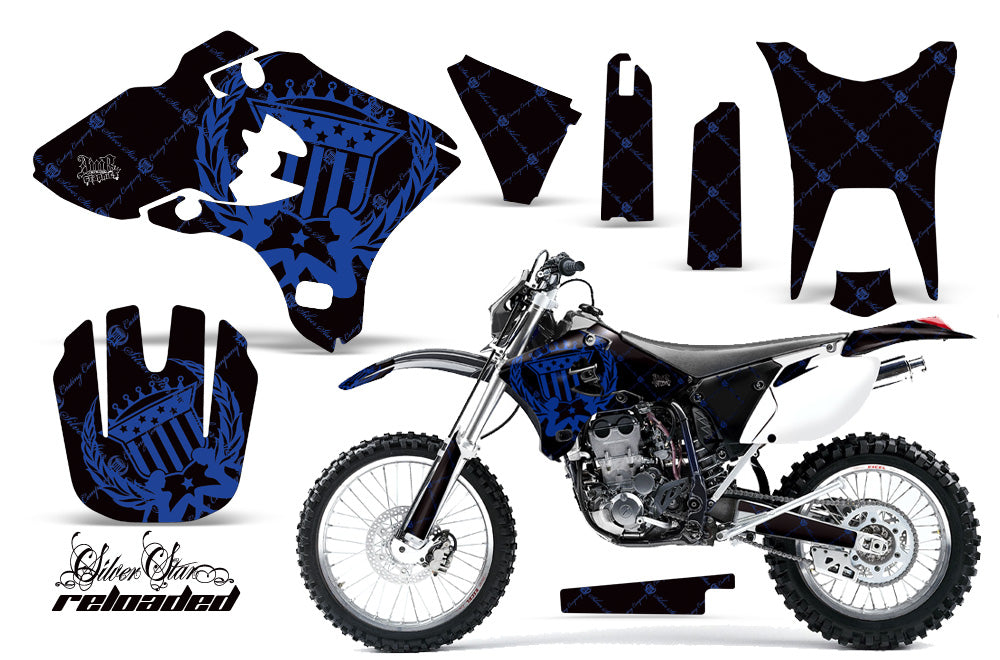 Dirt Bike Graphics Kit Decal Wrap For Yamaha WR250F WR450F 2003-2004 RELOADED BLUE BLACK-atv motorcycle utv parts accessories gear helmets jackets gloves pantsAll Terrain Depot
