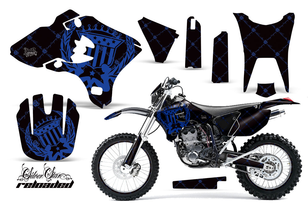 Graphics Kit Decal Sticker Wrap + # Plates For Yamaha WR250F WR450F 2003-2004 RELOADED BLUE BLACK-atv motorcycle utv parts accessories gear helmets jackets gloves pantsAll Terrain Depot