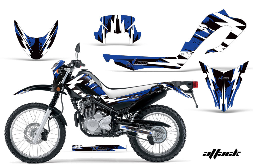 Dirt Bike Decal Graphic Kit MX Sticker Wrap For Yamaha XT250X 2006-2018 ATTACK BLUE-atv motorcycle utv parts accessories gear helmets jackets gloves pantsAll Terrain Depot