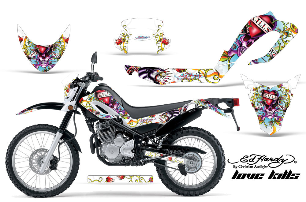 Dirt Bike Decal Graphic Kit MX Sticker Wrap For Yamaha XT250X 2006-2018 EDHLK WHITE-atv motorcycle utv parts accessories gear helmets jackets gloves pantsAll Terrain Depot
