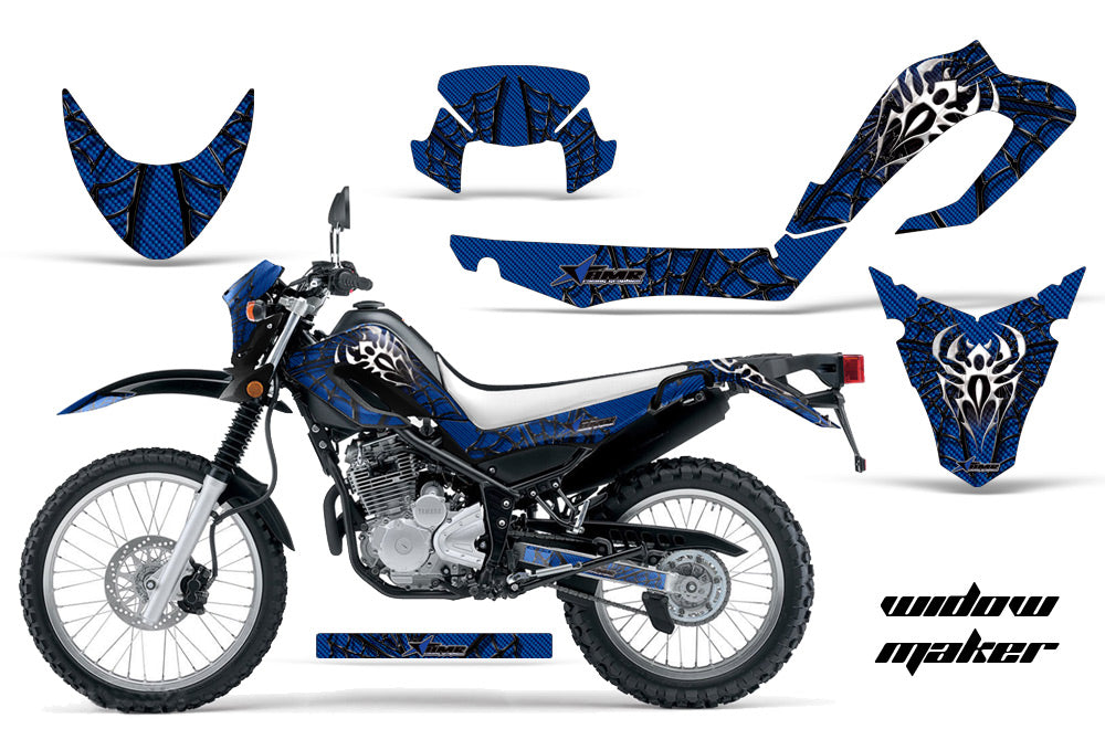 Dirt Bike Decal Graphic Kit MX Sticker Wrap For Yamaha XT250X 2006-2018 WIDOW BLACK BLUE-atv motorcycle utv parts accessories gear helmets jackets gloves pantsAll Terrain Depot