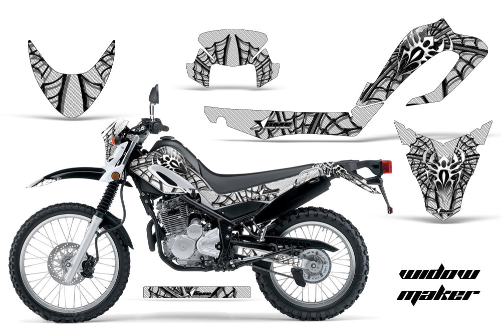 Dirt Bike Decal Graphic Kit MX Sticker Wrap For Yamaha XT250X 2006-2018 WIDOW BLACK WHITE-atv motorcycle utv parts accessories gear helmets jackets gloves pantsAll Terrain Depot
