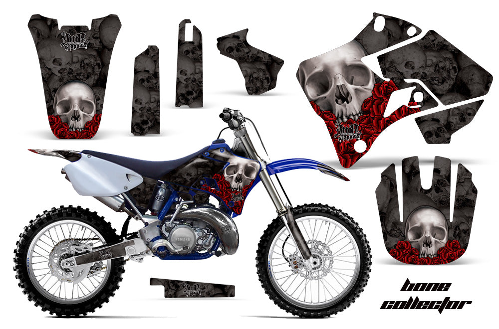 Dirt Bike Graphics Kit Decal Sticker Wrap For Yamaha YZ125 YZ250 1996-2001 BONES BLACK-atv motorcycle utv parts accessories gear helmets jackets gloves pantsAll Terrain Depot