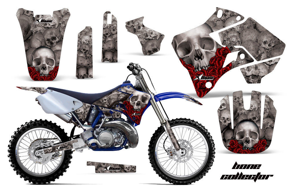 Dirt Bike Graphics Kit Decal Sticker Wrap For Yamaha YZ125 YZ250 1996-2001 BONES SILVER-atv motorcycle utv parts accessories gear helmets jackets gloves pantsAll Terrain Depot