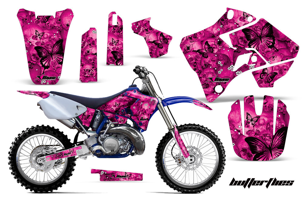 Dirt Bike Graphics Kit Decal Sticker Wrap For Yamaha YZ125 YZ250 1996-2001 BUTTERFLIES BLACK PINK-atv motorcycle utv parts accessories gear helmets jackets gloves pantsAll Terrain Depot