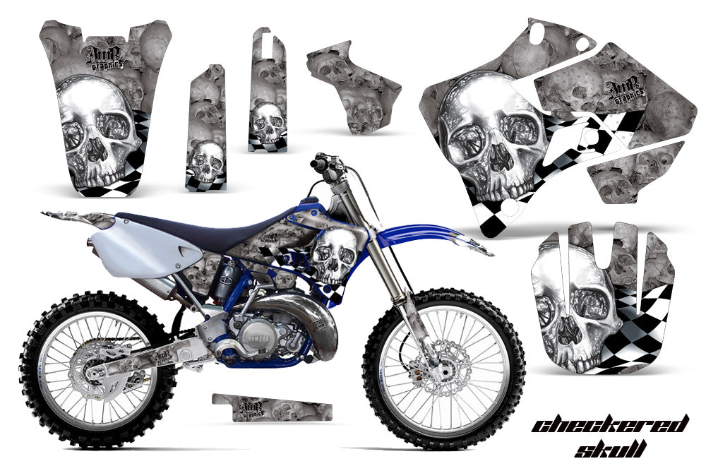 Dirt Bike Graphics Kit Decal Sticker Wrap For Yamaha YZ125 YZ250 1996-2001 CHECKERED CHROME SILVER-atv motorcycle utv parts accessories gear helmets jackets gloves pantsAll Terrain Depot
