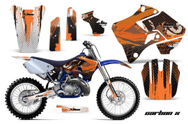 Dirt Bike Graphics Kit Decal Sticker Wrap For Yamaha YZ125 YZ250 1996-2001 CARBONX ORANGE-atv motorcycle utv parts accessories gear helmets jackets gloves pantsAll Terrain Depot
