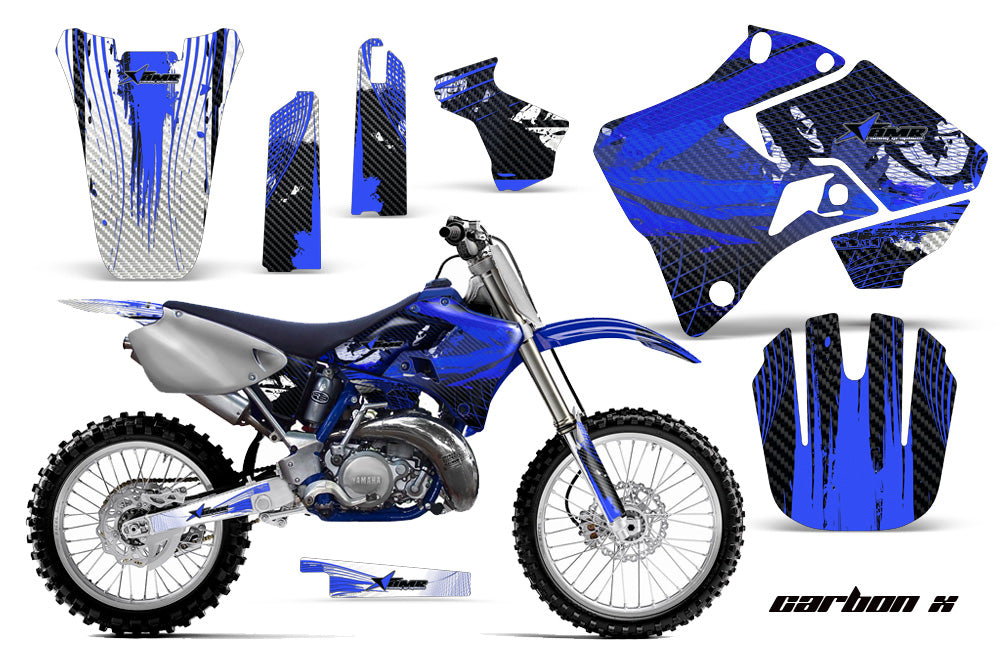 Dirt Bike Graphics Kit Decal Sticker Wrap For Yamaha YZ125 YZ250 1996-2001 CARBONX BLUE-atv motorcycle utv parts accessories gear helmets jackets gloves pantsAll Terrain Depot