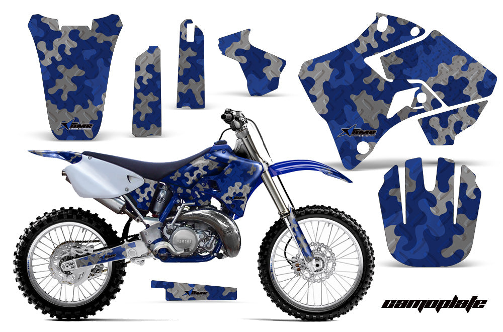 Dirt Bike Graphics Kit Decal Sticker Wrap For Yamaha YZ125 YZ250 1996-2001 CAMOPLATE BLUE-atv motorcycle utv parts accessories gear helmets jackets gloves pantsAll Terrain Depot