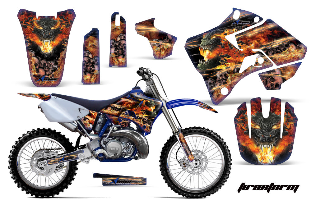 Dirt Bike Graphics Kit Decal Sticker Wrap For Yamaha YZ125 YZ250 1996-2001 FIRESTORM BLUE-atv motorcycle utv parts accessories gear helmets jackets gloves pantsAll Terrain Depot