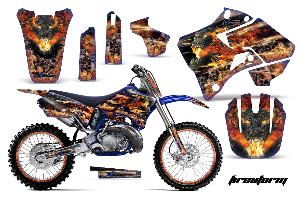 Graphics Kit Decal Sticker Wrap + # Plates For Yamaha YZ125 YZ250 1996-2001 FIRESTORM BLUE-atv motorcycle utv parts accessories gear helmets jackets gloves pantsAll Terrain Depot