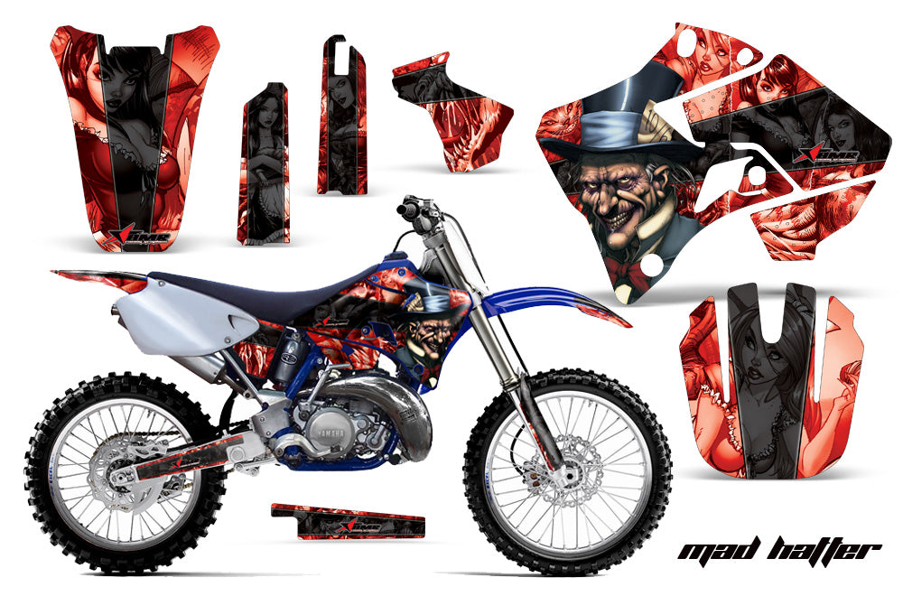 Dirt Bike Graphics Kit Decal Sticker Wrap For Yamaha YZ125 YZ250 1996-2001 HATTER RED BLACK-atv motorcycle utv parts accessories gear helmets jackets gloves pantsAll Terrain Depot