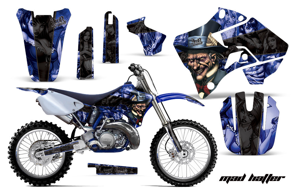 Dirt Bike Graphics Kit Decal Sticker Wrap For Yamaha YZ125 YZ250 1996-2001 HATTER BLUE BLACK-atv motorcycle utv parts accessories gear helmets jackets gloves pantsAll Terrain Depot