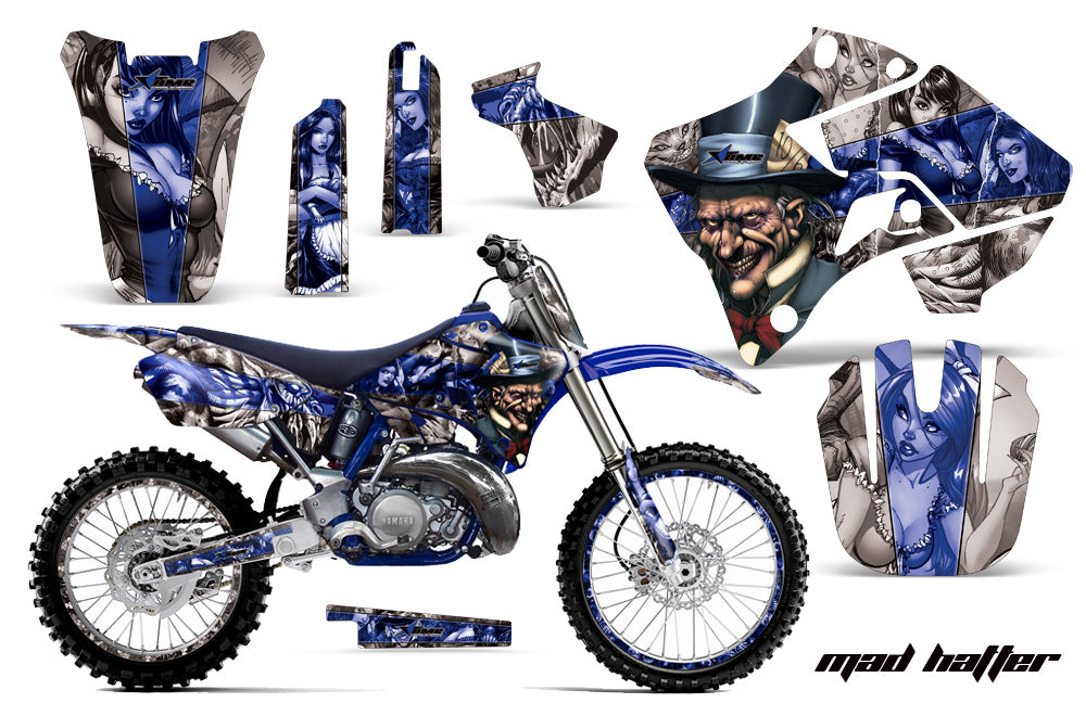 Dirt Bike Graphics Kit Decal Sticker Wrap For Yamaha YZ125 YZ250 1996-2001 HATTER BLUE SILVER-atv motorcycle utv parts accessories gear helmets jackets gloves pantsAll Terrain Depot