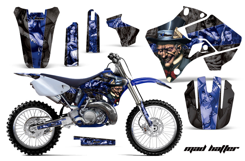 Dirt Bike Graphics Kit Decal Sticker Wrap For Yamaha YZ125 YZ250 1996-2001 HATTER BLACK BLUE-atv motorcycle utv parts accessories gear helmets jackets gloves pantsAll Terrain Depot
