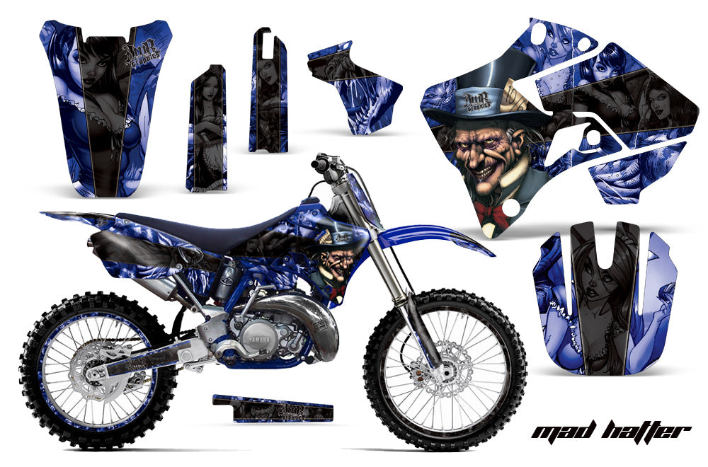 Graphics Kit Decal Sticker Wrap + # Plates For Yamaha YZ125 YZ250 1996-2001 HATTER BLACK BLUE-atv motorcycle utv parts accessories gear helmets jackets gloves pantsAll Terrain Depot