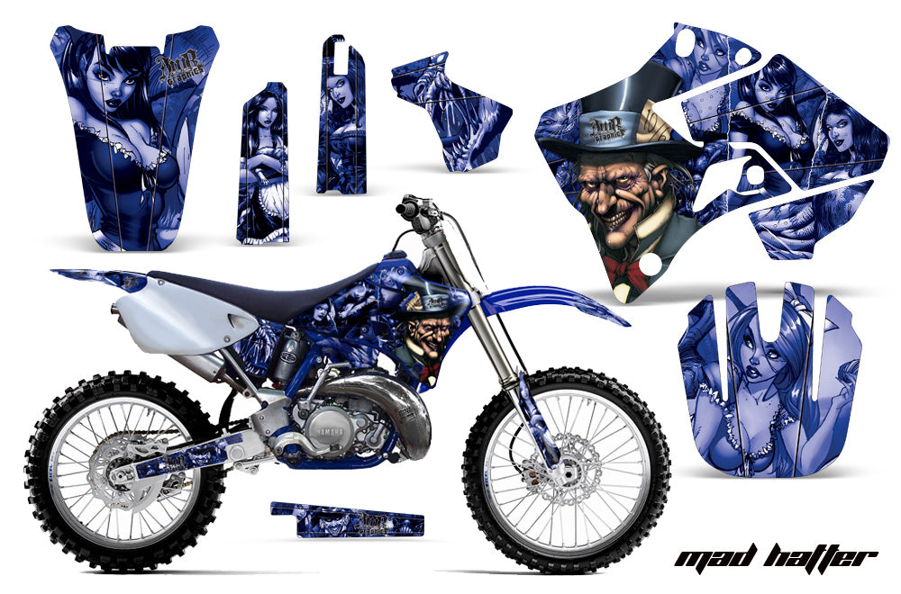 Dirt Bike Graphics Kit Decal Sticker Wrap For Yamaha YZ125 YZ250 1996-2001 HATTER BLUE-atv motorcycle utv parts accessories gear helmets jackets gloves pantsAll Terrain Depot