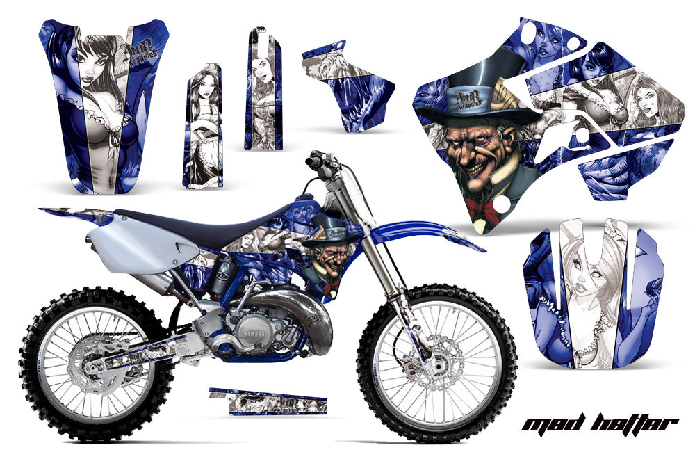 Dirt Bike Graphics Kit Decal Sticker Wrap For Yamaha YZ125 YZ250 1996-2001 HATTER BLUE WHITE-atv motorcycle utv parts accessories gear helmets jackets gloves pantsAll Terrain Depot