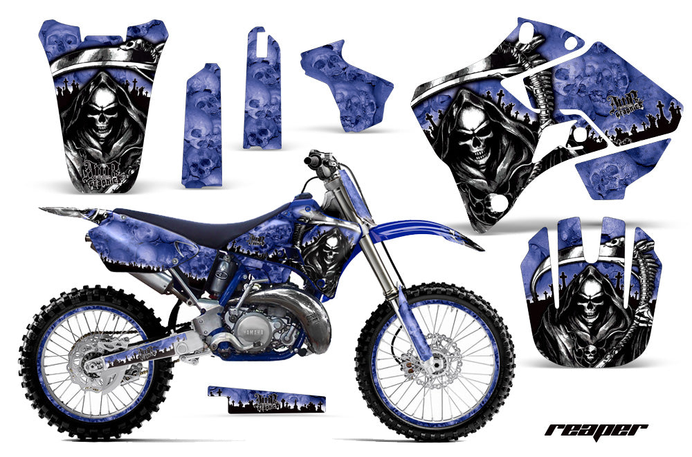 Graphics Kit Decal Sticker Wrap + # Plates For Yamaha YZ125 YZ250 1996-2001 REAPER BLUE-atv motorcycle utv parts accessories gear helmets jackets gloves pantsAll Terrain Depot