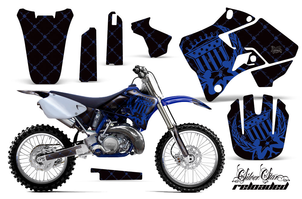 Dirt Bike Graphics Kit Decal Sticker Wrap For Yamaha YZ125 YZ250 1996-2001 RELOADED BLUE BLACK-atv motorcycle utv parts accessories gear helmets jackets gloves pantsAll Terrain Depot