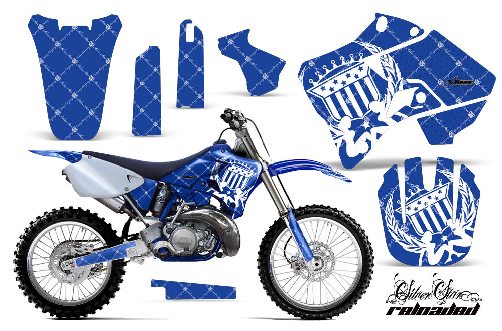 Dirt Bike Graphics Kit Decal Sticker Wrap For Yamaha YZ125 YZ250 1996-2001 RELOADED WHITE BLUE-atv motorcycle utv parts accessories gear helmets jackets gloves pantsAll Terrain Depot