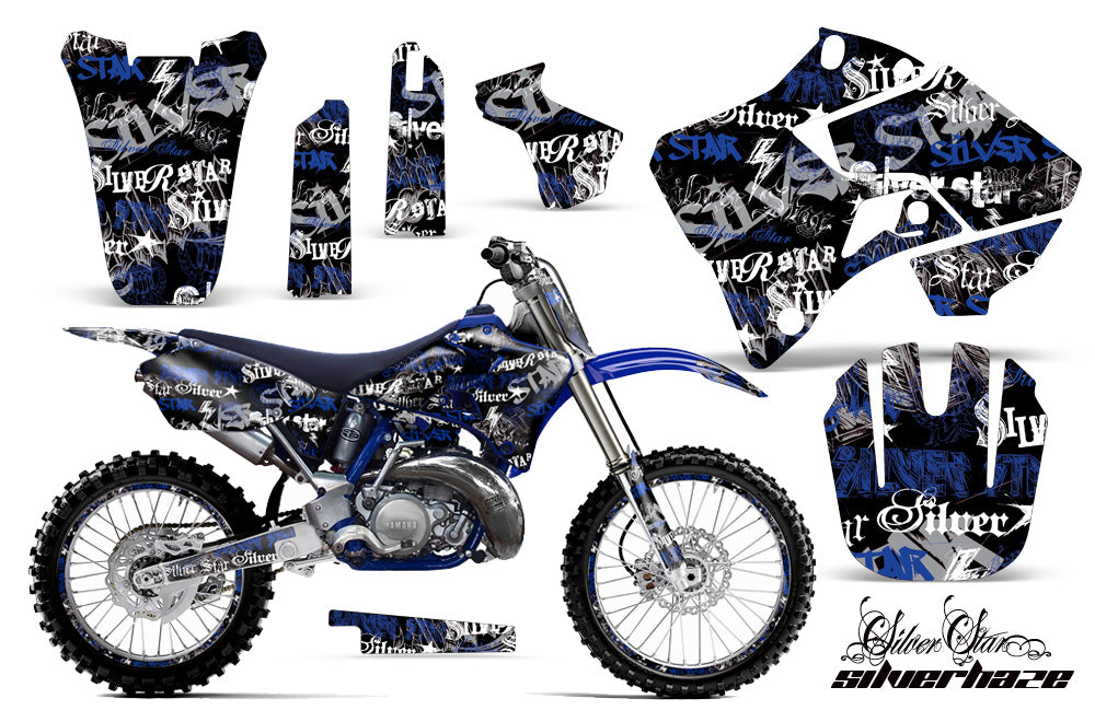 Graphics Kit Decal Sticker Wrap + # Plates For Yamaha YZ125 YZ250 1996-2001 SSSH BLUE BLACK-atv motorcycle utv parts accessories gear helmets jackets gloves pantsAll Terrain Depot