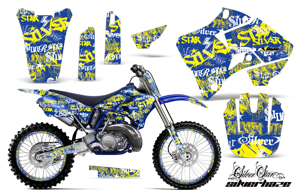 Graphics Kit Decal Sticker Wrap + # Plates For Yamaha YZ125 YZ250 1996-2001 SSSH YELLOW BLUE-atv motorcycle utv parts accessories gear helmets jackets gloves pantsAll Terrain Depot