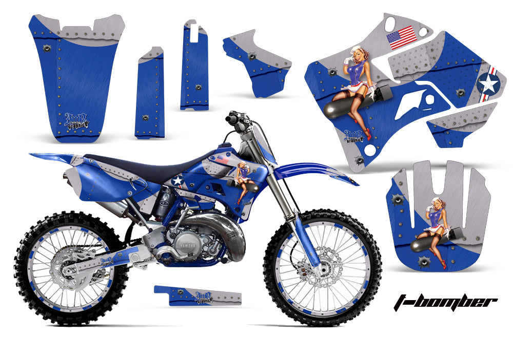 Graphics Kit Decal Sticker Wrap + # Plates For Yamaha YZ125 YZ250 1996-2001 TBOMBER BLUE-atv motorcycle utv parts accessories gear helmets jackets gloves pantsAll Terrain Depot