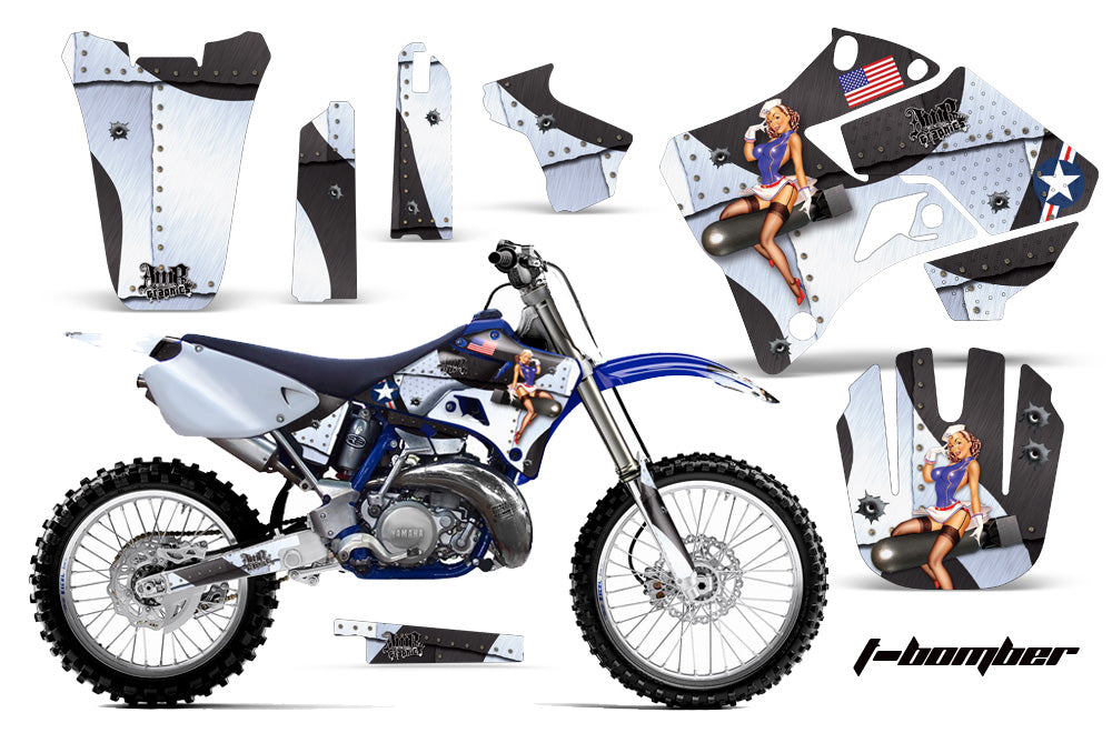 Dirt Bike Graphics Kit Decal Sticker Wrap For Yamaha YZ125 YZ250 1996-2001 TBOMBER WHITE-atv motorcycle utv parts accessories gear helmets jackets gloves pantsAll Terrain Depot
