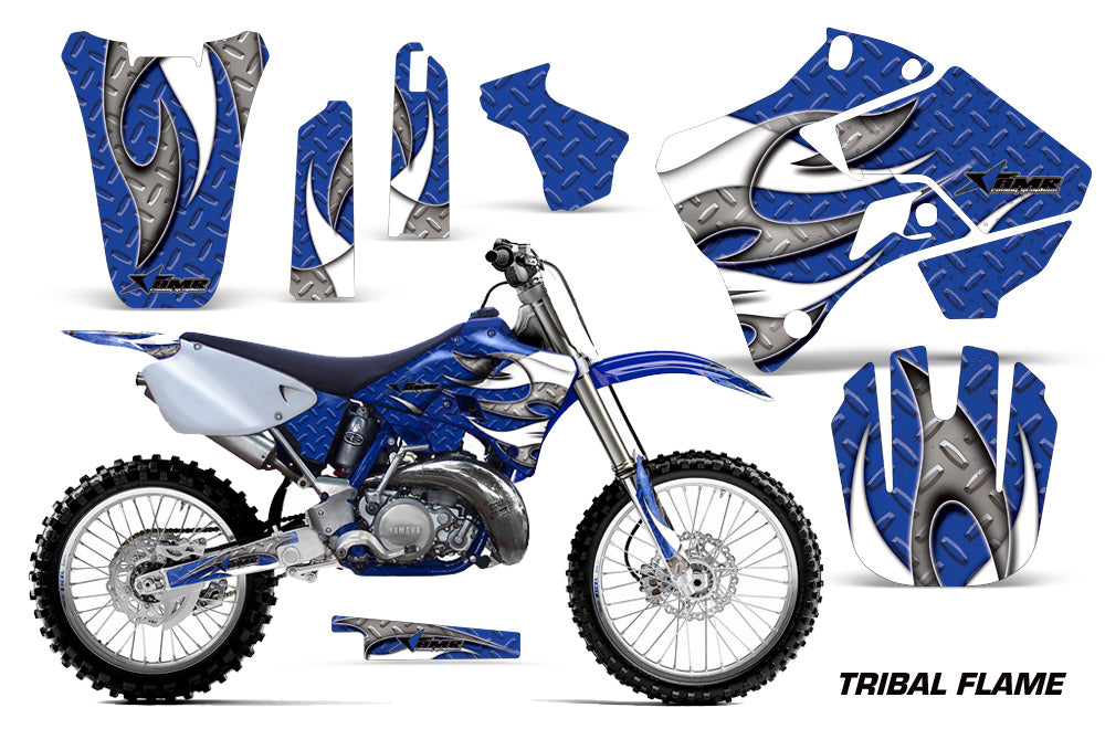 Dirt Bike Graphics Kit Decal Sticker Wrap For Yamaha YZ125 YZ250 1996-2001 TRIBAL WHITE BLUE-atv motorcycle utv parts accessories gear helmets jackets gloves pantsAll Terrain Depot