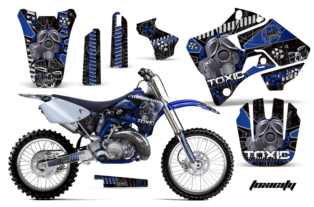 Dirt Bike Graphics Kit Decal Sticker Wrap For Yamaha YZ125 YZ250 1996-2001 TOXIC BLUE BLACK-atv motorcycle utv parts accessories gear helmets jackets gloves pantsAll Terrain Depot