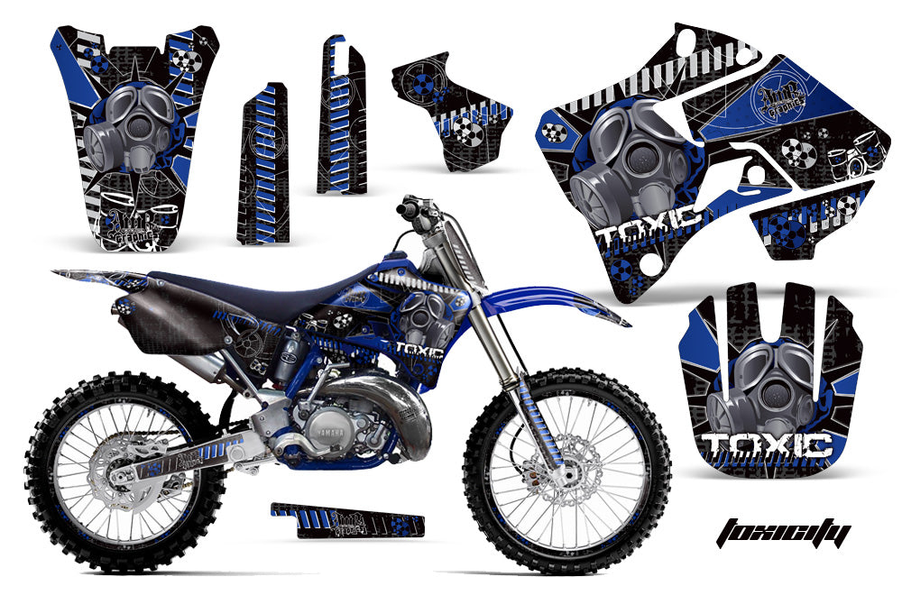 Graphics Kit Decal Sticker Wrap + # Plates For Yamaha YZ125 YZ250 1996-2001 TOXIC BLUE BLACK-atv motorcycle utv parts accessories gear helmets jackets gloves pantsAll Terrain Depot