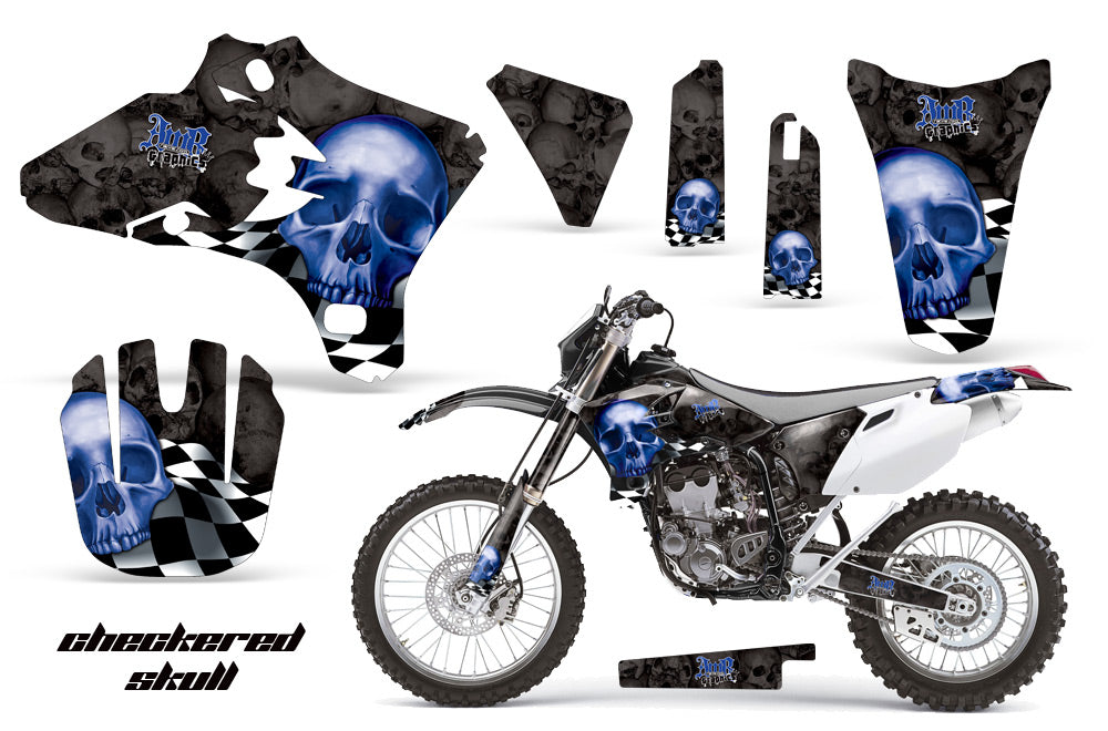 Dirt Bike Graphics Kit Decal Wrap For Yamaha WR250 WR450F 2005-2006 CHECKERED BLUE BLACK-atv motorcycle utv parts accessories gear helmets jackets gloves pantsAll Terrain Depot
