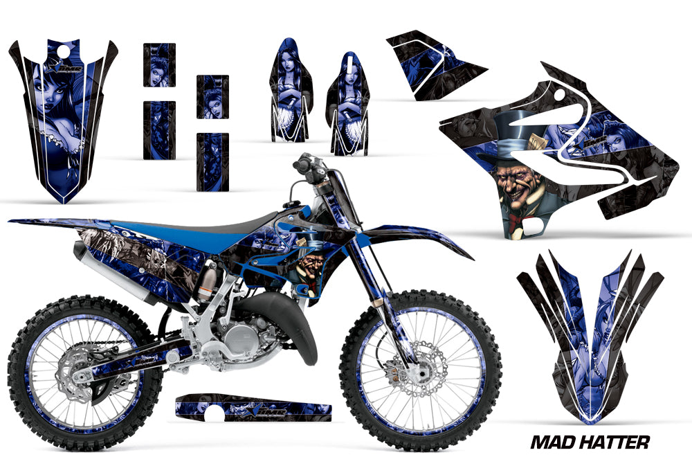 Graphics Kit Decal Sticker Wrap + # Plates For Yamaha YZ125 YZ250 2015-2018 HATTER BLUE BLACK-atv motorcycle utv parts accessories gear helmets jackets gloves pantsAll Terrain Depot