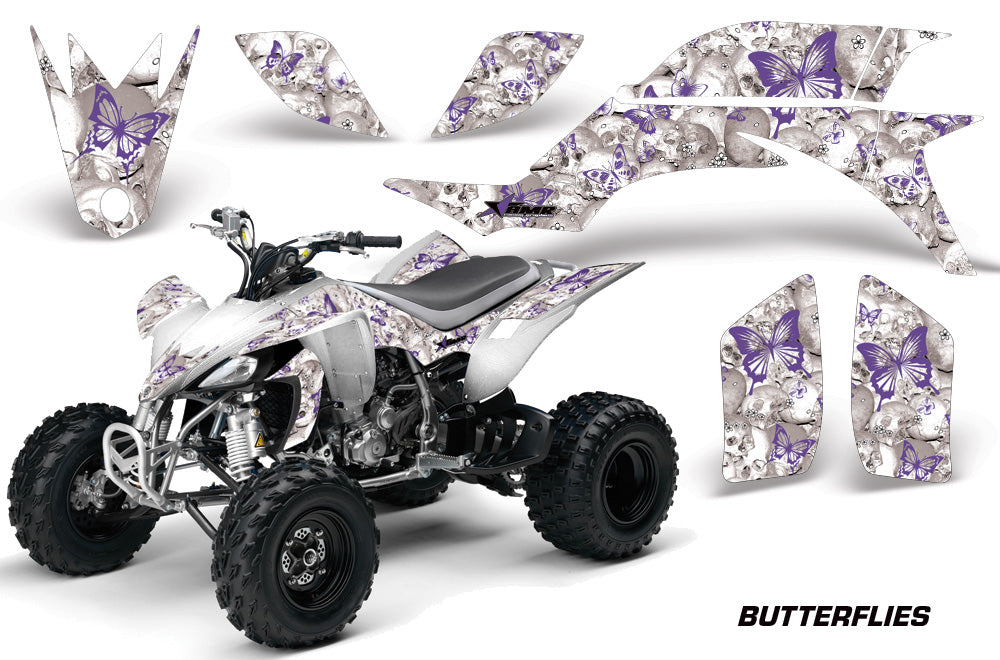 ATV Graphics Kit Quad Decal Sticker Wrap For Yamaha YFZ450 2004-2013 BUTTERFLIES PINK WHITE-atv motorcycle utv parts accessories gear helmets jackets gloves pantsAll Terrain Depot