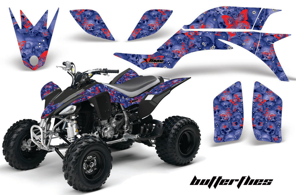 ATV Graphics Kit Quad Decal Sticker Wrap For Yamaha YFZ450 2004-2013 BUTTERFLIES RED BLUE-atv motorcycle utv parts accessories gear helmets jackets gloves pantsAll Terrain Depot