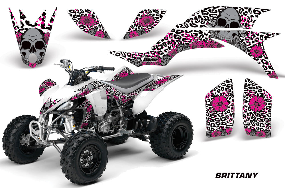 ATV Graphics Kit Quad Decal Sticker Wrap For Yamaha YFZ450 2004-2013 BRITTANY PINK WHITE-atv motorcycle utv parts accessories gear helmets jackets gloves pantsAll Terrain Depot