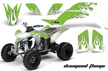 Load image into Gallery viewer, ATV Graphics Kit Quad Decal Sticker Wrap For Yamaha YFZ450 2004-2013 DIAMOND FLAMES WHITE GREEN-atv motorcycle utv parts accessories gear helmets jackets gloves pantsAll Terrain Depot