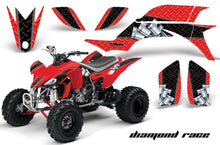 Load image into Gallery viewer, ATV Graphics Kit Quad Decal Sticker Wrap For Yamaha YFZ450 2004-2013 DIAMOND RACE RED BLACK-atv motorcycle utv parts accessories gear helmets jackets gloves pantsAll Terrain Depot