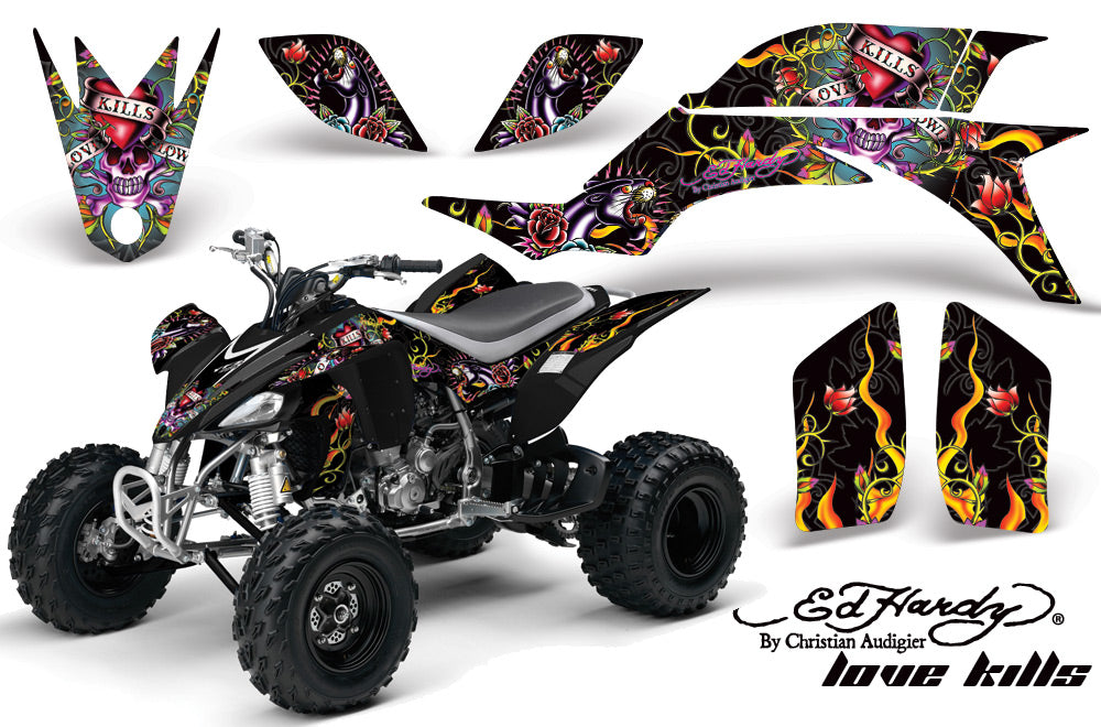ATV Graphics Kit Quad Decal Sticker Wrap For Yamaha YFZ450 2004-2013 EDHLK BLACK-atv motorcycle utv parts accessories gear helmets jackets gloves pantsAll Terrain Depot