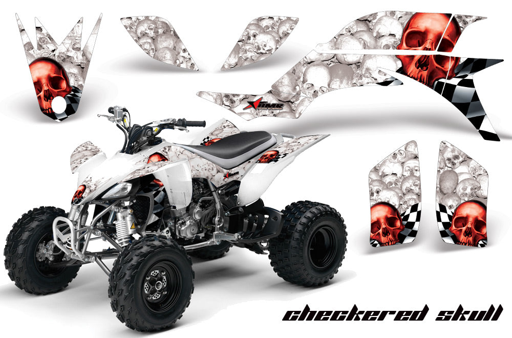 ATV Graphics Kit Quad Decal Sticker Wrap For Yamaha YFZ450 2004-2013 CHECKERED RED WHITE-atv motorcycle utv parts accessories gear helmets jackets gloves pantsAll Terrain Depot