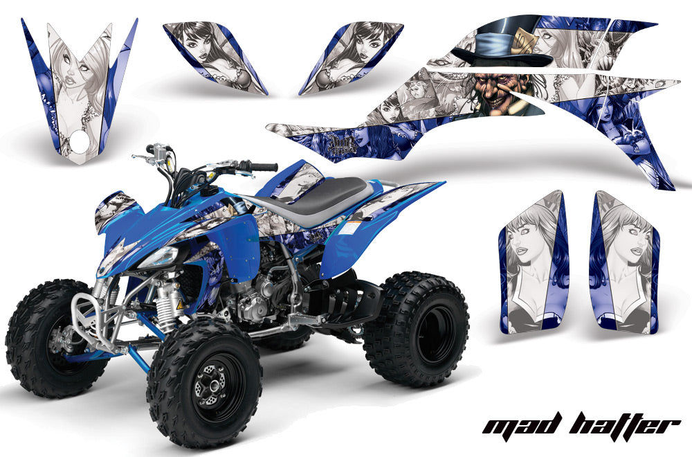 ATV Graphics Kit Quad Decal Sticker Wrap For Yamaha YFZ450 2004-2013 HATTER WHITE BLUE-atv motorcycle utv parts accessories gear helmets jackets gloves pantsAll Terrain Depot