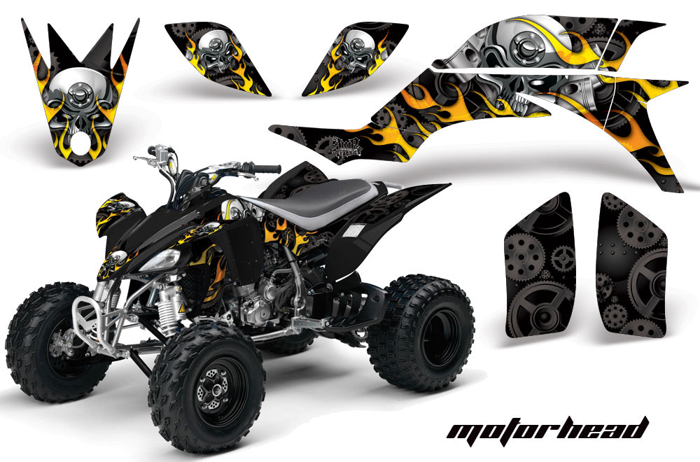 ATV Graphics Kit Quad Decal Sticker Wrap For Yamaha YFZ450 2004-2013 MOTORHEAD BLACK-atv motorcycle utv parts accessories gear helmets jackets gloves pantsAll Terrain Depot