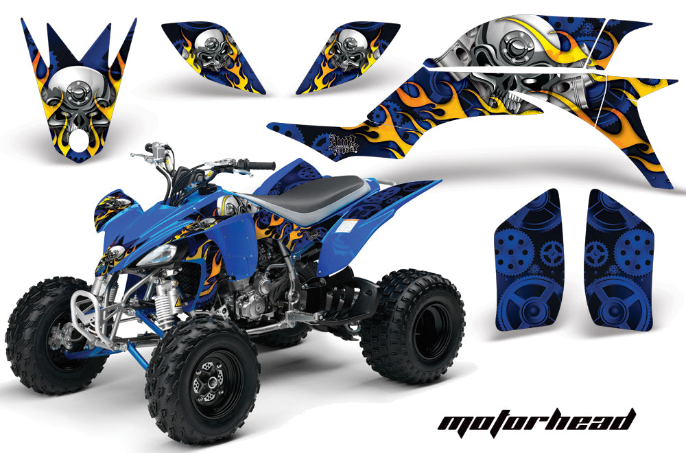 ATV Graphics Kit Quad Decal Sticker Wrap For Yamaha YFZ450 2004-2013 MOTORHEAD BLUE-atv motorcycle utv parts accessories gear helmets jackets gloves pantsAll Terrain Depot
