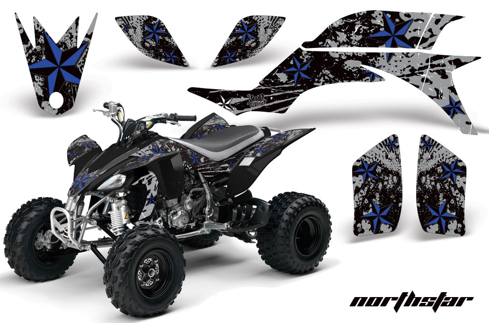 ATV Graphics Kit Quad Decal Sticker Wrap For Yamaha YFZ450 2004-2013 NORTHSTAR BLUE SILVER-atv motorcycle utv parts accessories gear helmets jackets gloves pantsAll Terrain Depot