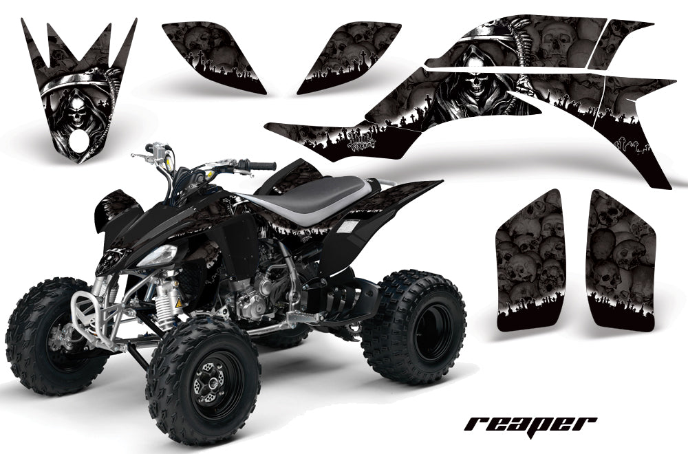 ATV Graphics Kit Quad Decal Sticker Wrap For Yamaha YFZ450 2004-2013 REAPER BLACK-atv motorcycle utv parts accessories gear helmets jackets gloves pantsAll Terrain Depot