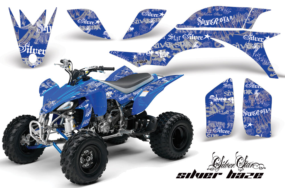 ATV Graphics Kit Quad Decal Sticker Wrap For Yamaha YFZ450 2004-2013 SSSH SILVER BLUE-atv motorcycle utv parts accessories gear helmets jackets gloves pantsAll Terrain Depot