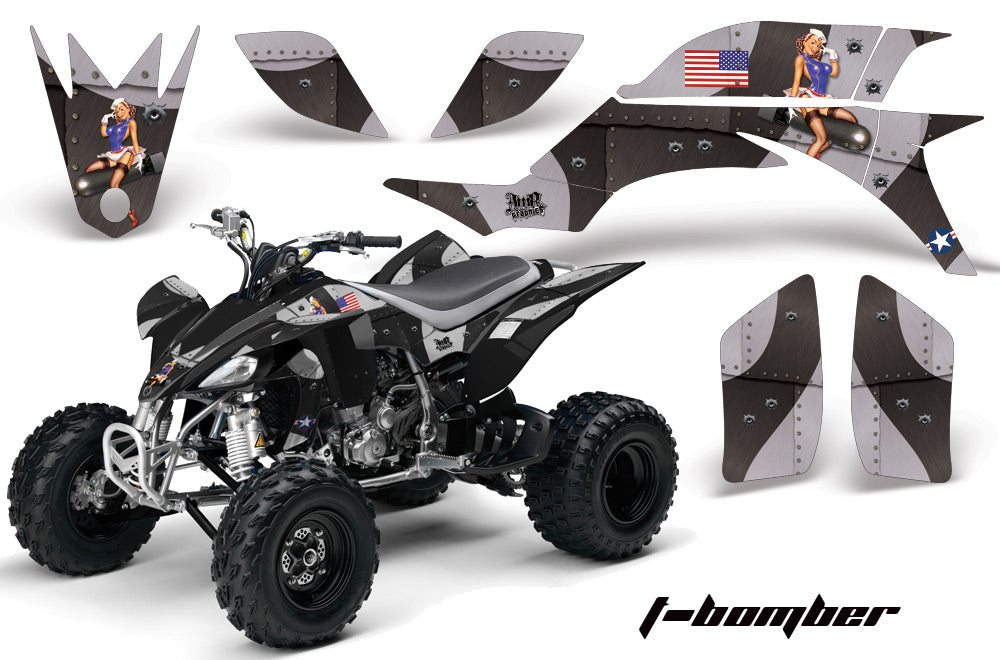 ATV Graphics Kit Quad Decal Sticker Wrap For Yamaha YFZ450 2004-2013 TBOMBER BLACK-atv motorcycle utv parts accessories gear helmets jackets gloves pantsAll Terrain Depot