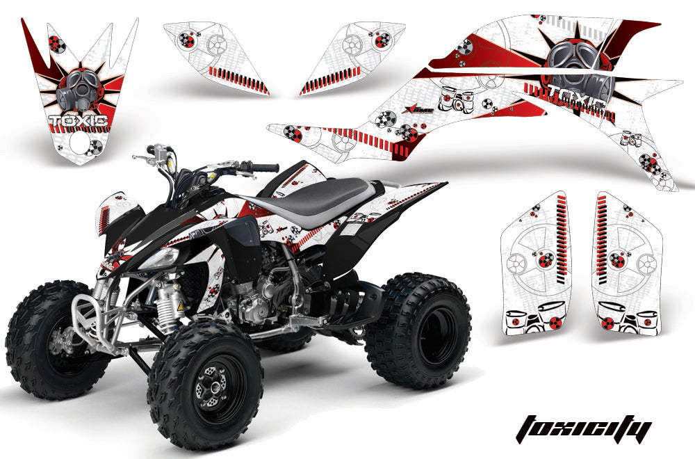 ATV Graphics Kit Quad Decal Sticker Wrap For Yamaha YFZ450 2004-2013 TOXIC RED WHITE-atv motorcycle utv parts accessories gear helmets jackets gloves pantsAll Terrain Depot